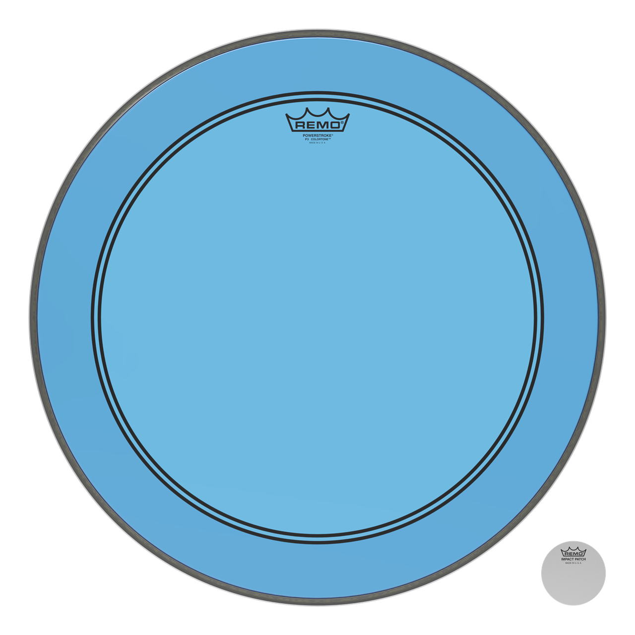 Remo P3-1318-CT-BU Powerstroke3 Colortone Blue, 18" Bass Drum Fell