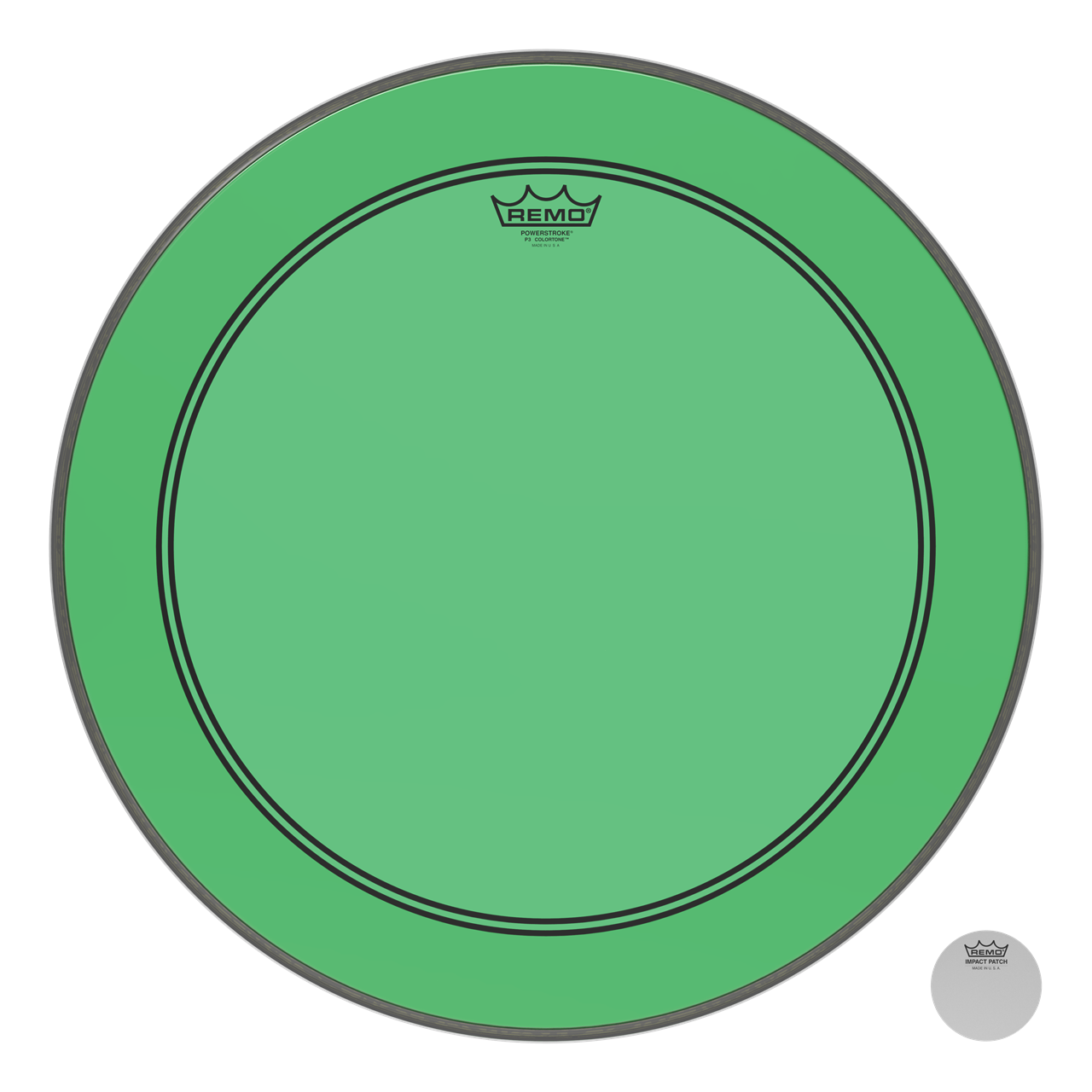 Remo P3-1318-CT-GN Powerstroke3 Colortone Green, 18" Bass Drum Fell