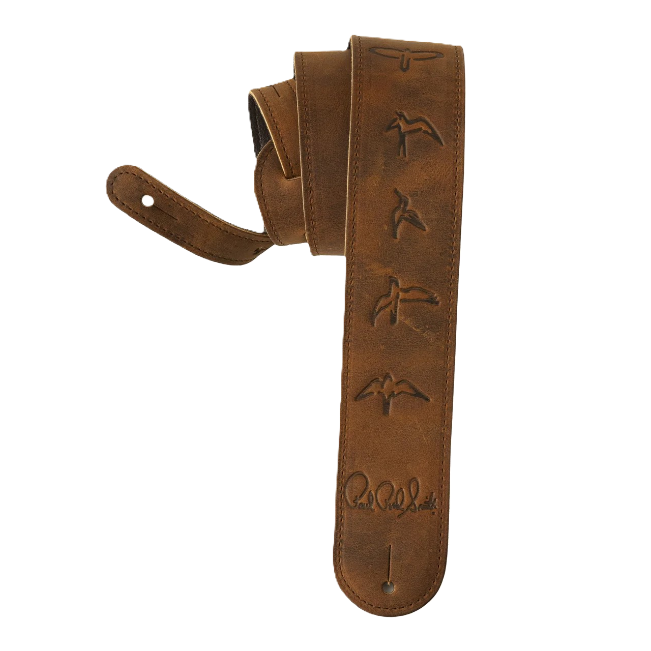 PRS Distressed Brown Leather Birds Strap