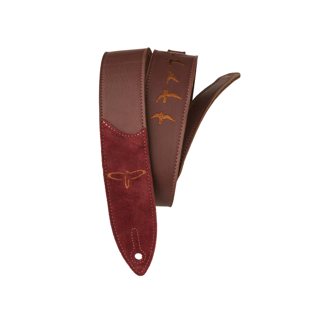 PRS Premium Leather 2" Strap Embroidered Birds | Burgundy