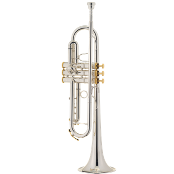 XO Brass Trompete 1602SR4, Reverse-Mundrohr, versilbert mit vergoldeten Applikationen in Bb