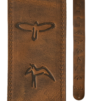 PRS Distressed Brown Leather Birds Strap