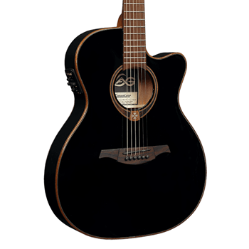 LÂG Tramontane T118ASCE-BLK, Auditorium, Slimbody, Cutaway, Electro, schwarz