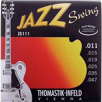 Thomastik JS111 Jazz Swing, Jazzgitarren-Saitenset, für E-Gitarre, Light, Flat Wound