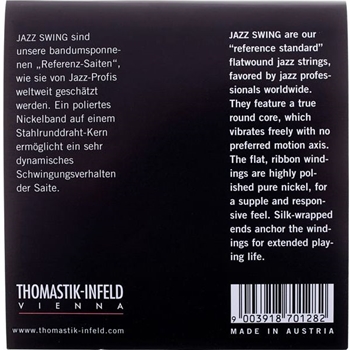 Thomastik JS111 Jazz Swing, Jazzgitarren-Saitenset, für E-Gitarre, Light, Flat Wound