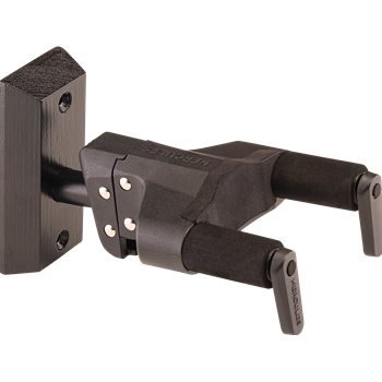 Hercules GSP38WBK PLUS Gitarrenwandhalter mit Holzplatte schwarz, kurz