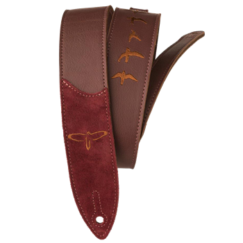 PRS Premium Leather 2" Strap Embroidered Birds | Burgundy